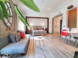 Apartment (studio) | Premium bedding, down comforters, memory foam beds, desk