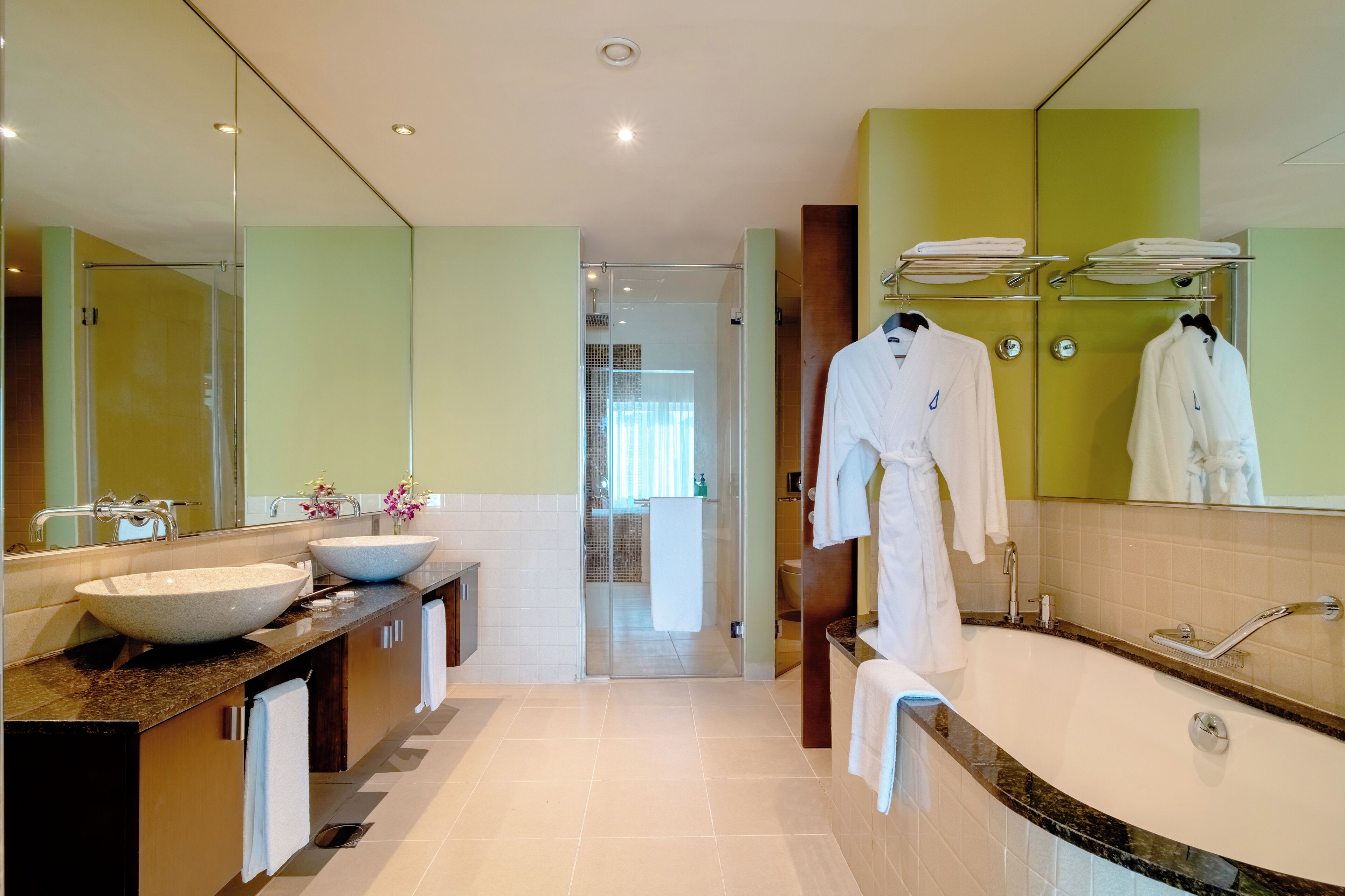 executive suite | bathroom | separate bathtub and shower, rainfall showerhead, free toiletries
