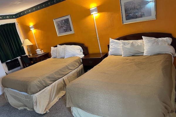 Room, 2 Double Beds | Desk, WiFi (free), bed sheets