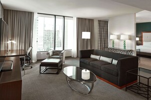 Premium bedding, pillowtop beds, desk, blackout drapes