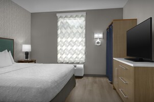Premium bedding, pillowtop beds, desk, laptop workspace