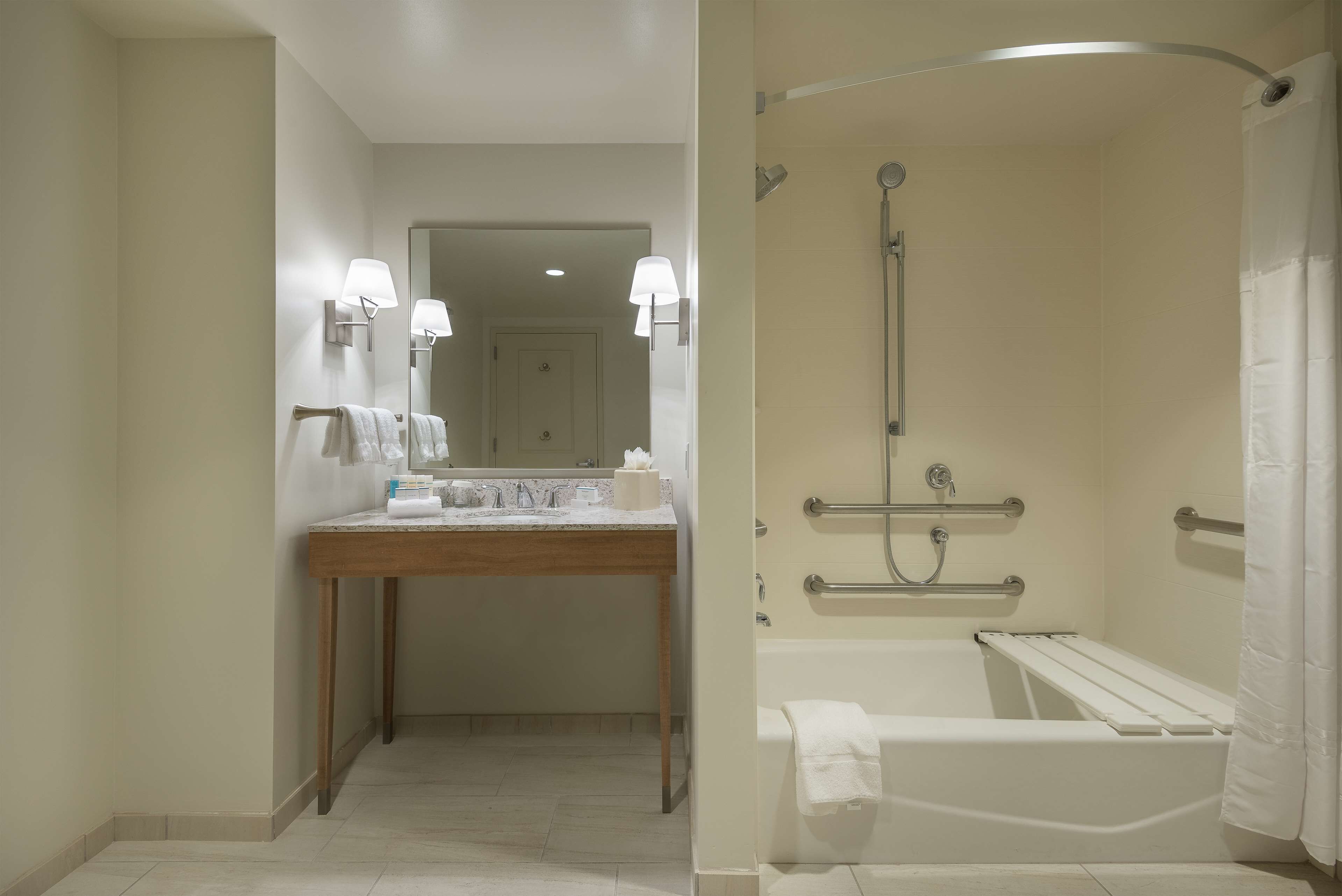 free toiletries, hair dryer, towels