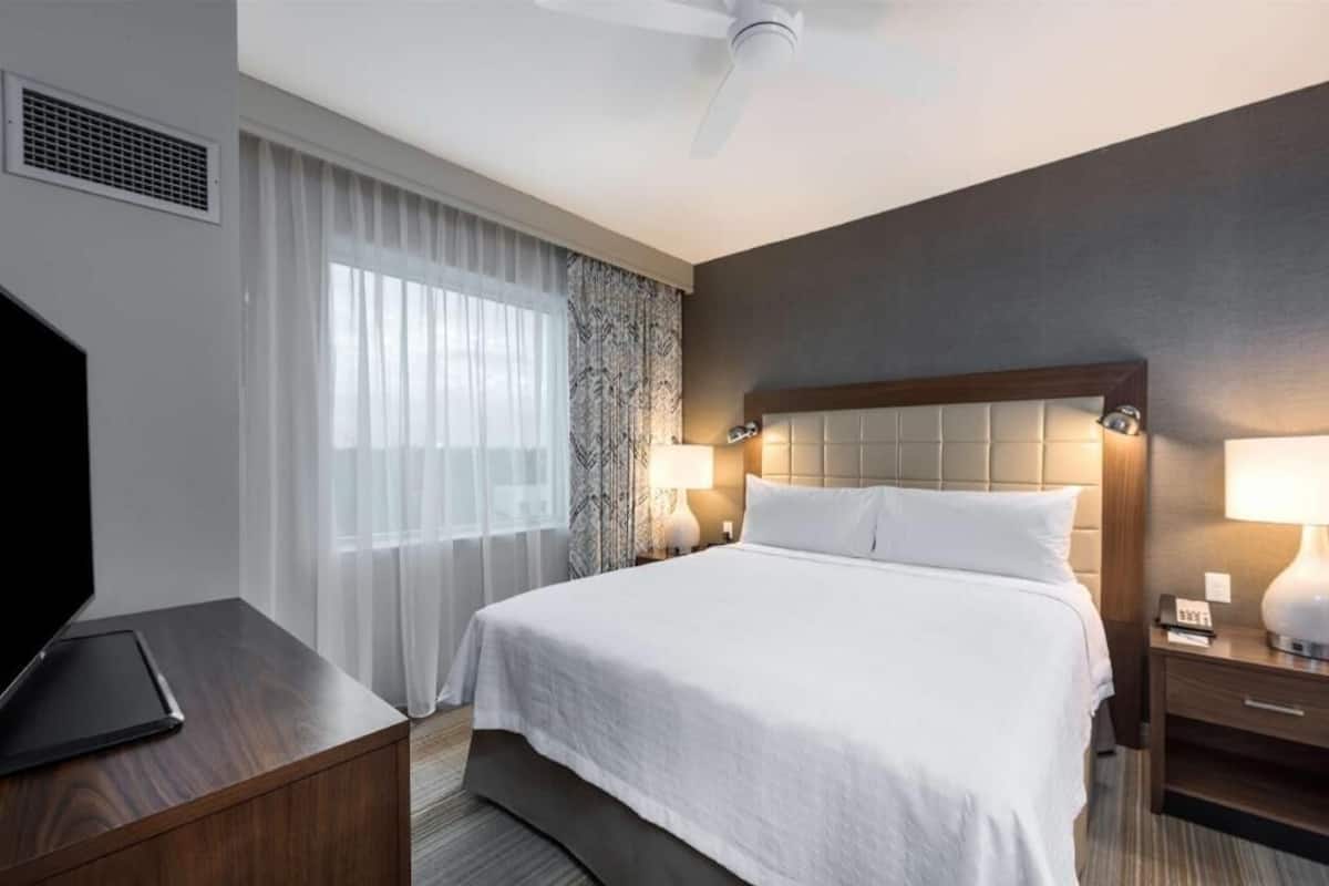 Hypo-allergenic bedding, down duvets, pillow-top beds, in-room safe