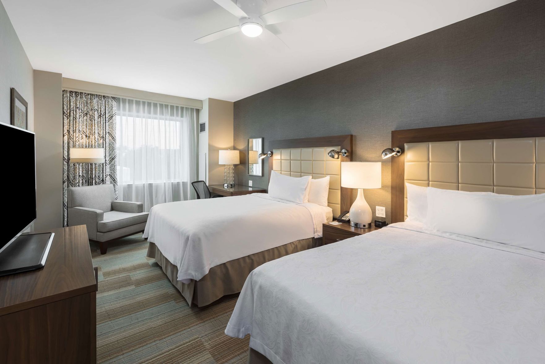 Hypo-allergenic bedding, down duvets, pillow-top beds, in-room safe