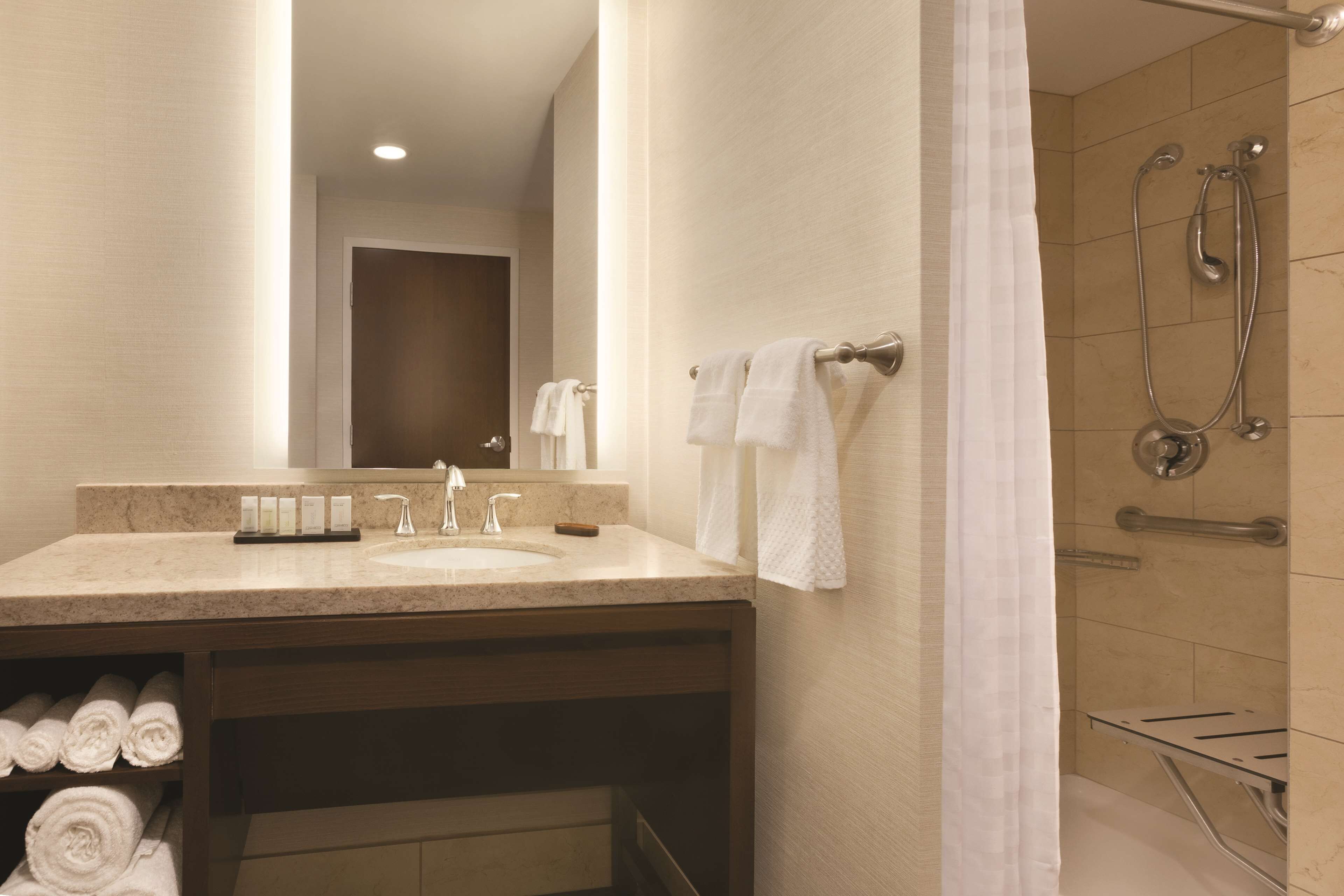 free toiletries, hair dryer, towels