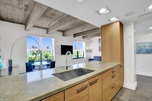 Premium Apartment, 2 Bedrooms, 2 Bathrooms, Beach View | Private kitchen | Full-size fridge, microwave, stovetop, dishwasher - Netherland Apartments by Royal Stays (Miami Beach)