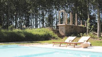 Outdoor pool, pool loungers