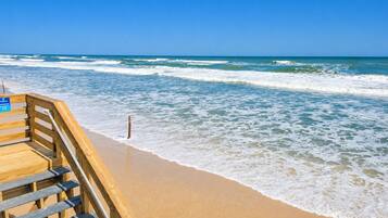 On the beach, white sand
