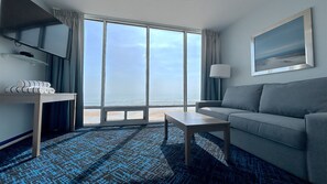 Studio, Ocean View | Living area | 44-inch LED TV with cable channels, TV - Ocean East Resort Club (Ormond Beach)