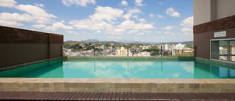 Outdoor pool, pool loungers