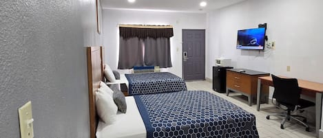Room, 2 Double Beds | Desk, blackout drapes, free WiFi, bed sheets