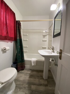 Combined shower/tub, towels, soap, shampoo - Lincoln Motel (Chandler)