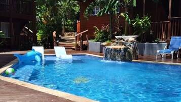 Outdoor pool, pool loungers