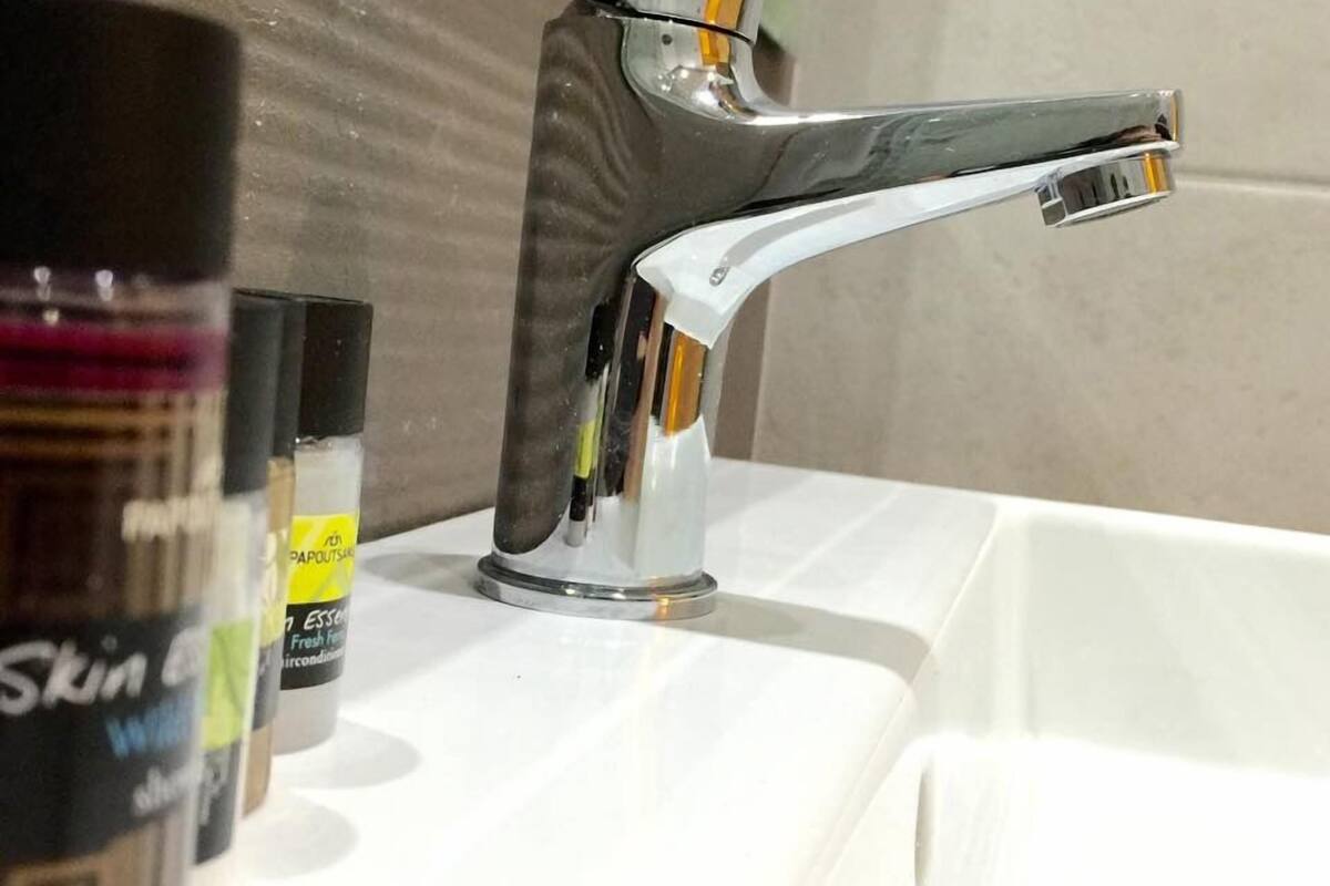 free toiletries, hair dryer, slippers, towels