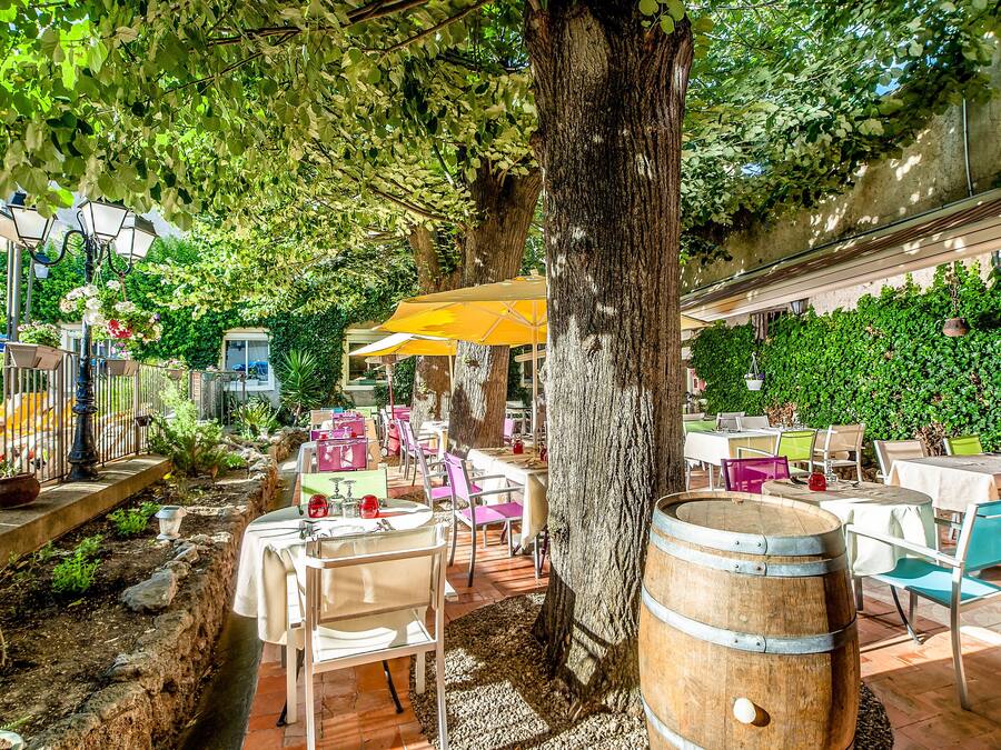 Dinner served, French cuisine, pool views