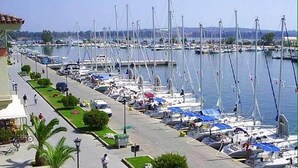 Un puerto deportivo con numerosos barcos amarrados a lo largo de un paseo marítimo.