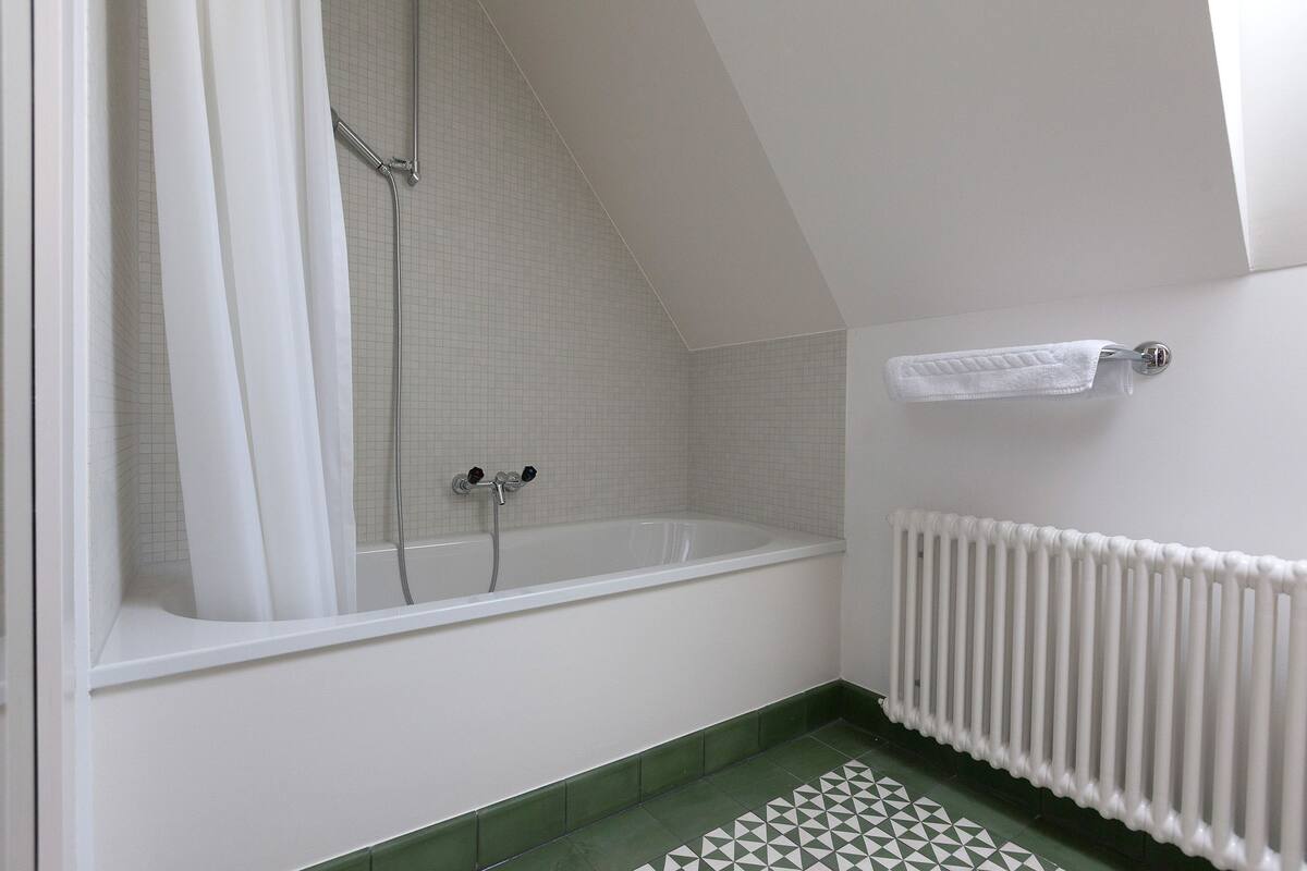 xcomfort room, park view (for 4 people) | bathroom | separate bathtub and shower, deep-soaking bathtub