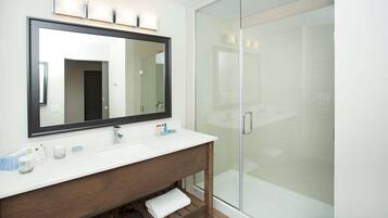 Eco-friendly toiletries, hair dryer, bathrobes, towels