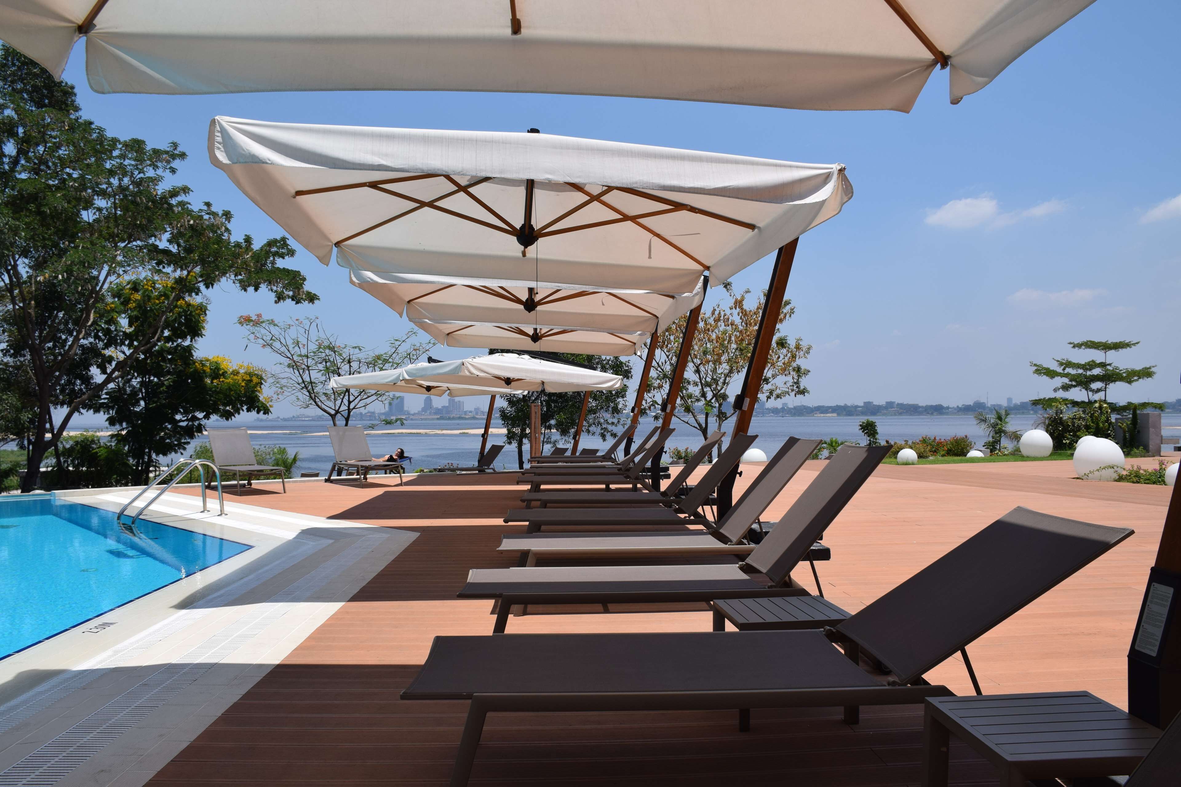 outdoor pool, pool loungers