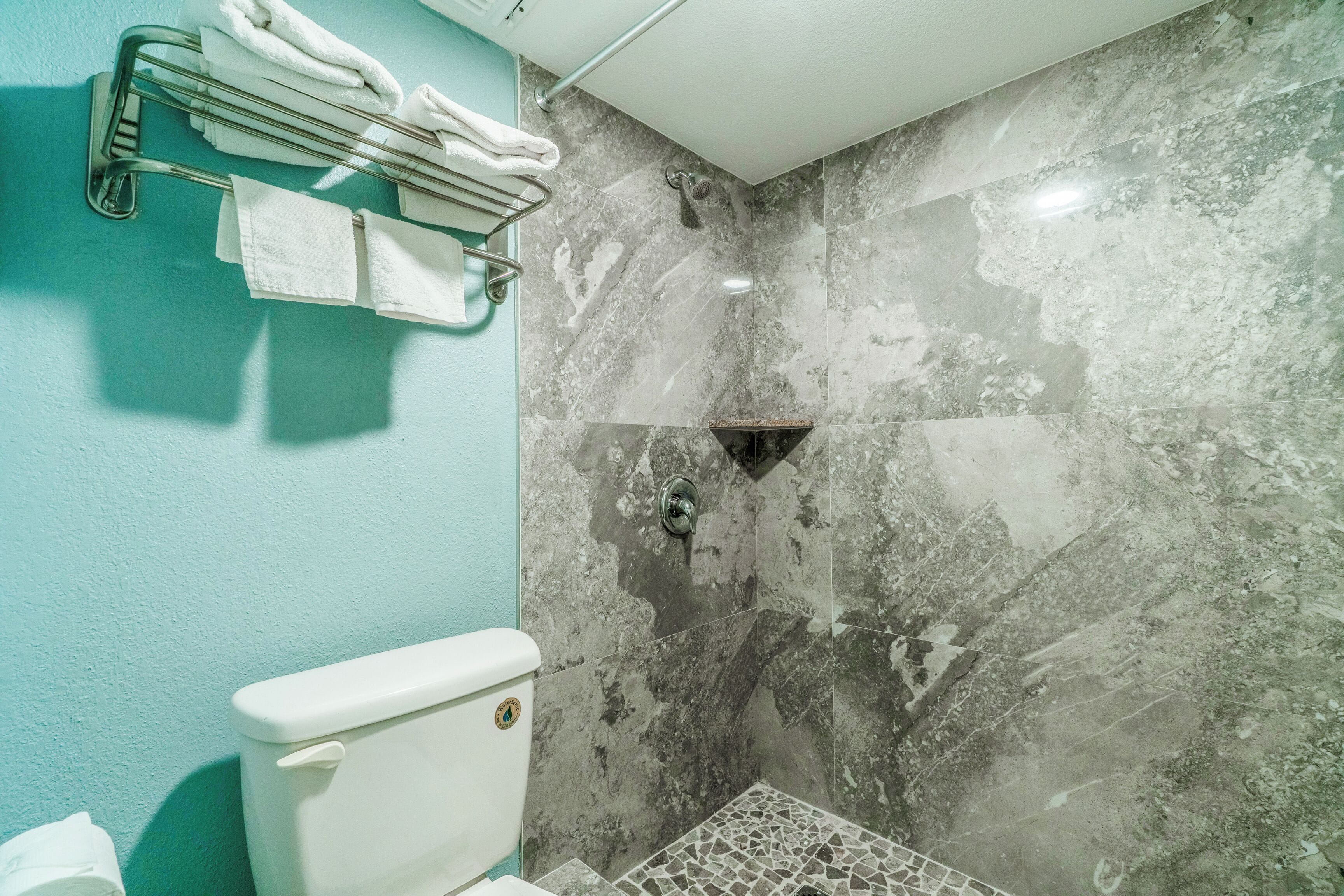 free toiletries, hair dryer, towels