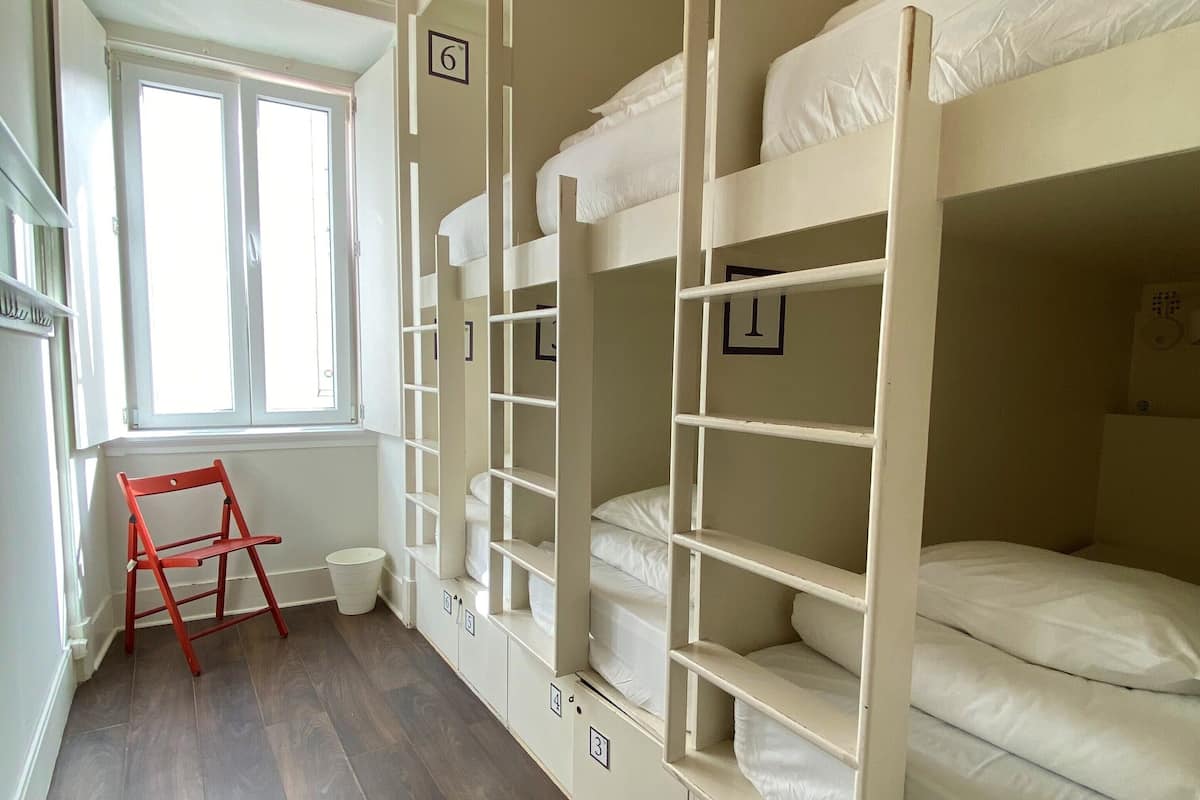 Felles sovesal, for menn og kvinner, ikke-røyk, delt bad (1 Bed in 6 Bed Dorm) | Dundyner, strykejern/-brett, wi-fi (inkludert) og sengetøy