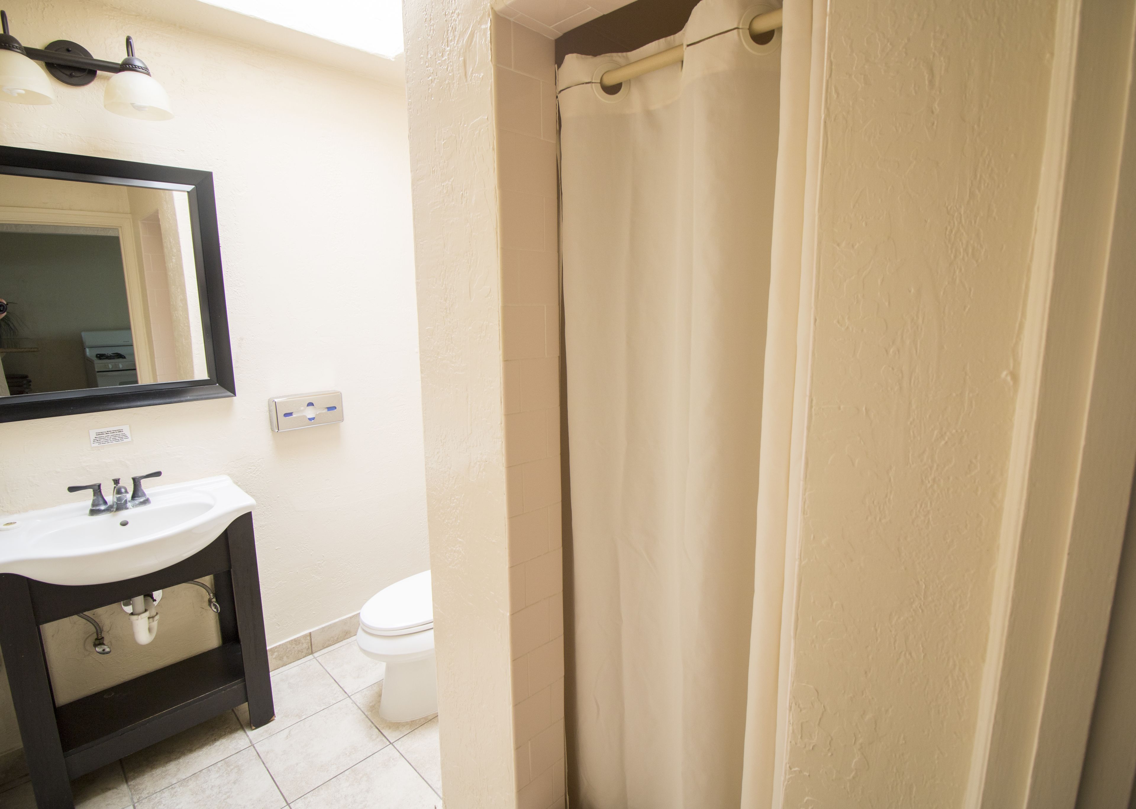 A bathroom with a sink, mirror, and toilet.