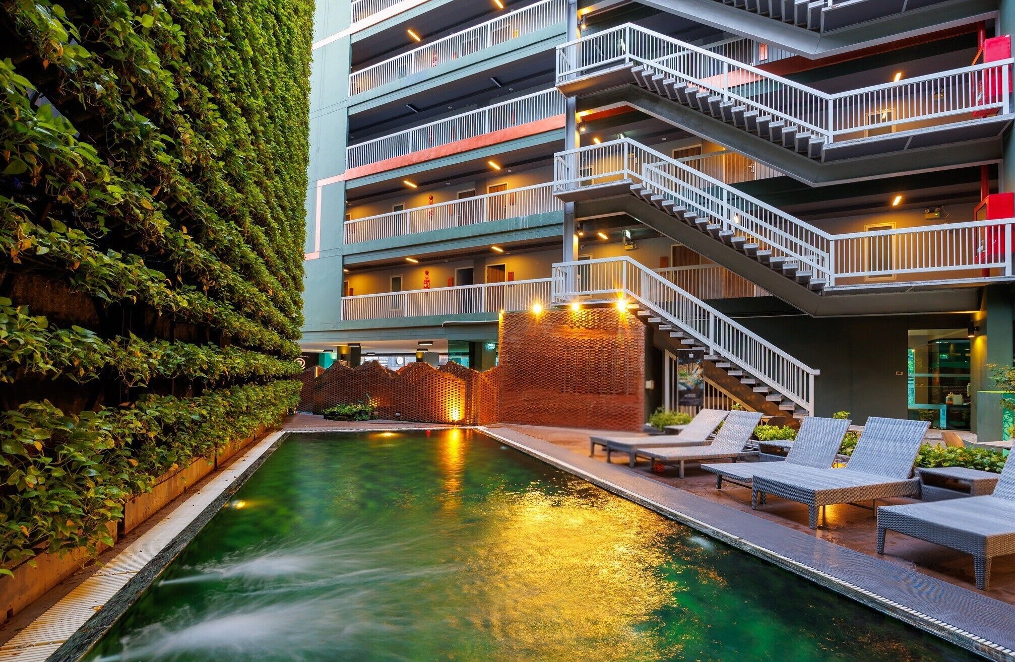 Outdoor pool, pool loungers