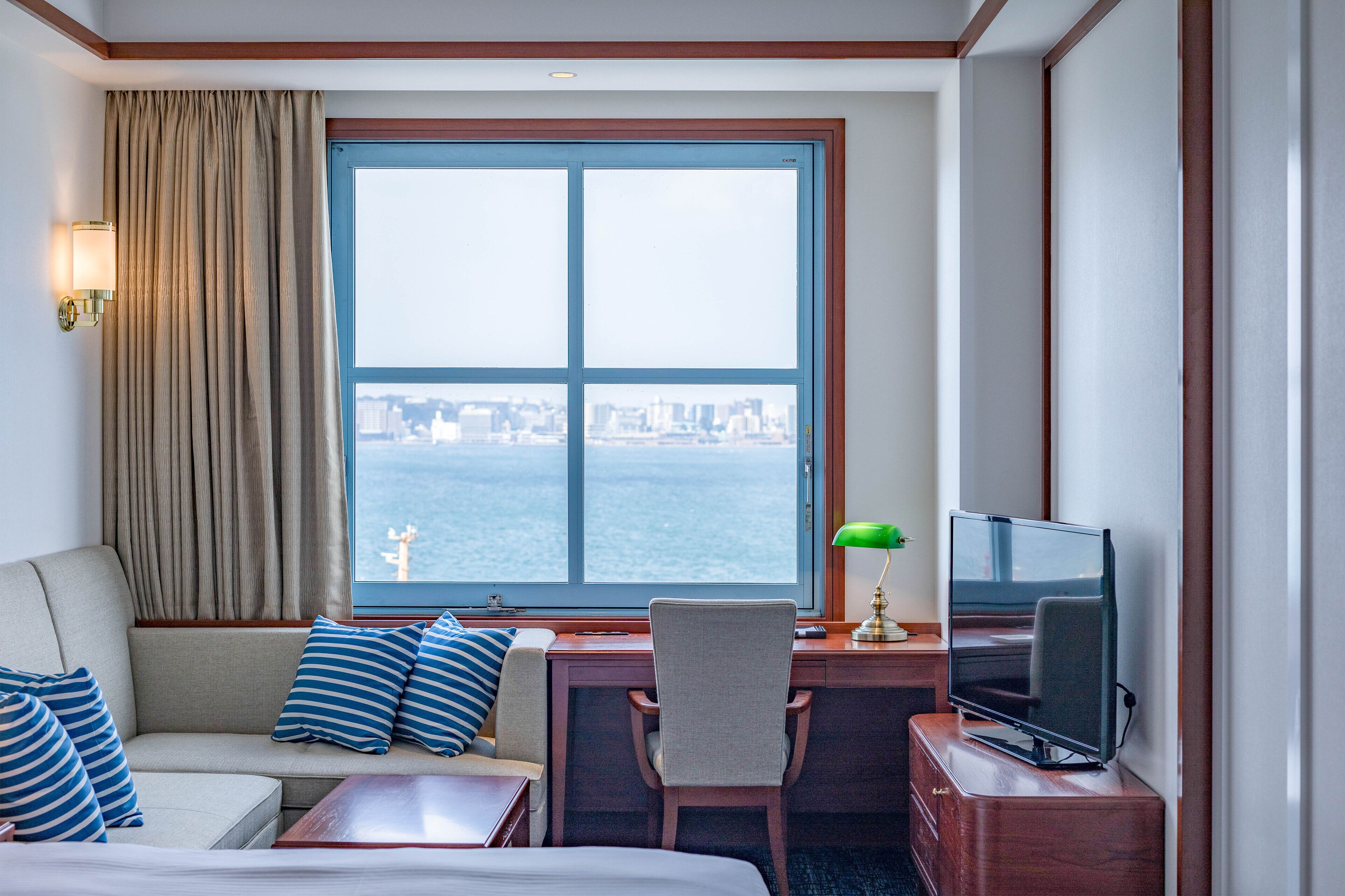 Premier Deluxe Twin With Ocean View (Club Lounge Access Included), Non Smoking | Premium bedding, desk, blackout drapes, iron/ironing board