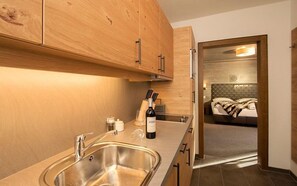 Studio, balcon, vue montagne (Jägerstube) | Cuisine privée