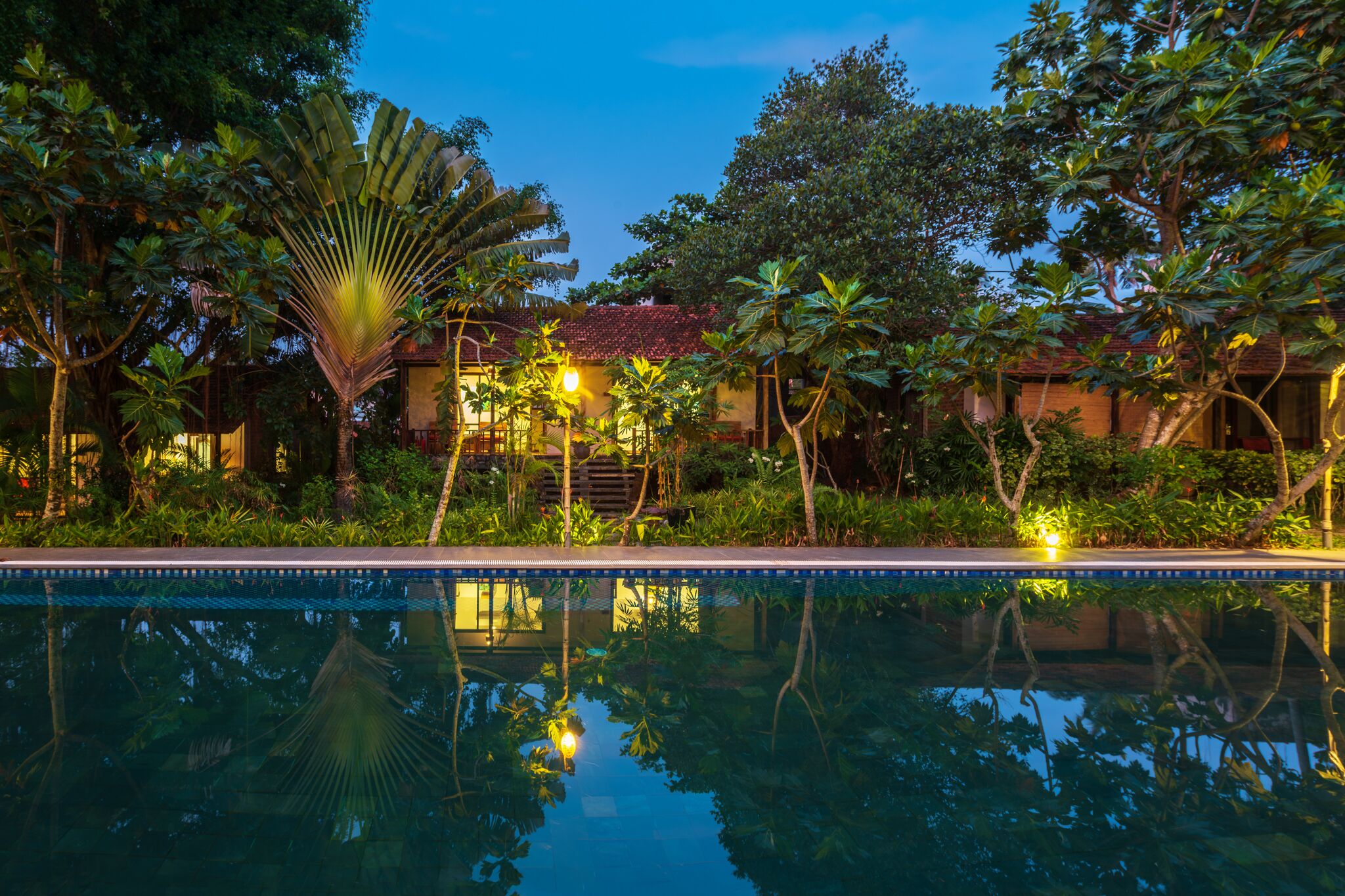 outdoor pool, pool umbrellas, pool loungers