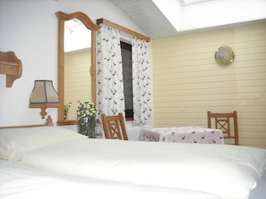 Down duvets, individually decorated, bed sheets