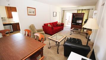 Standard House, 2 Bedrooms, Kitchen | Living room | 40-inch flat-screen TV with cable channels, TV, DVD player