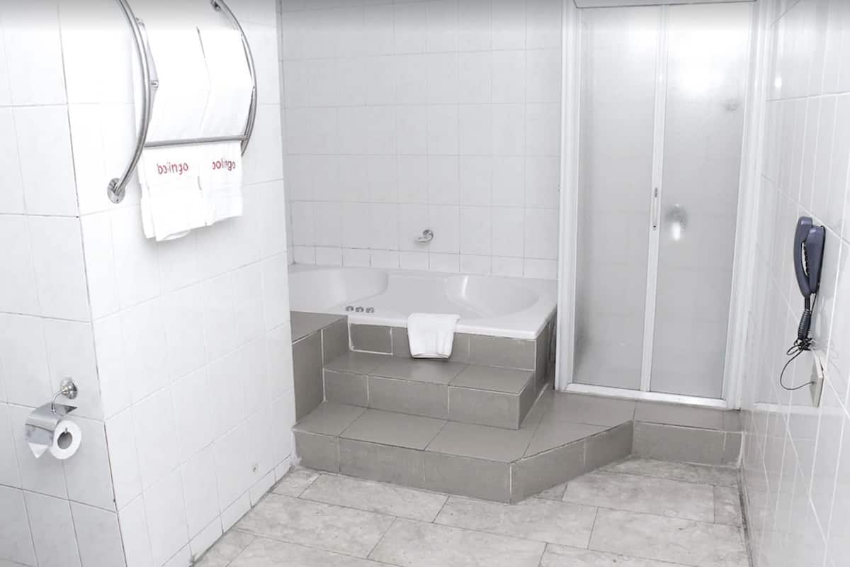 Geniş duş başlığı, ücretsiz banyo/kozmetik ürünleri, havlu, sabun
