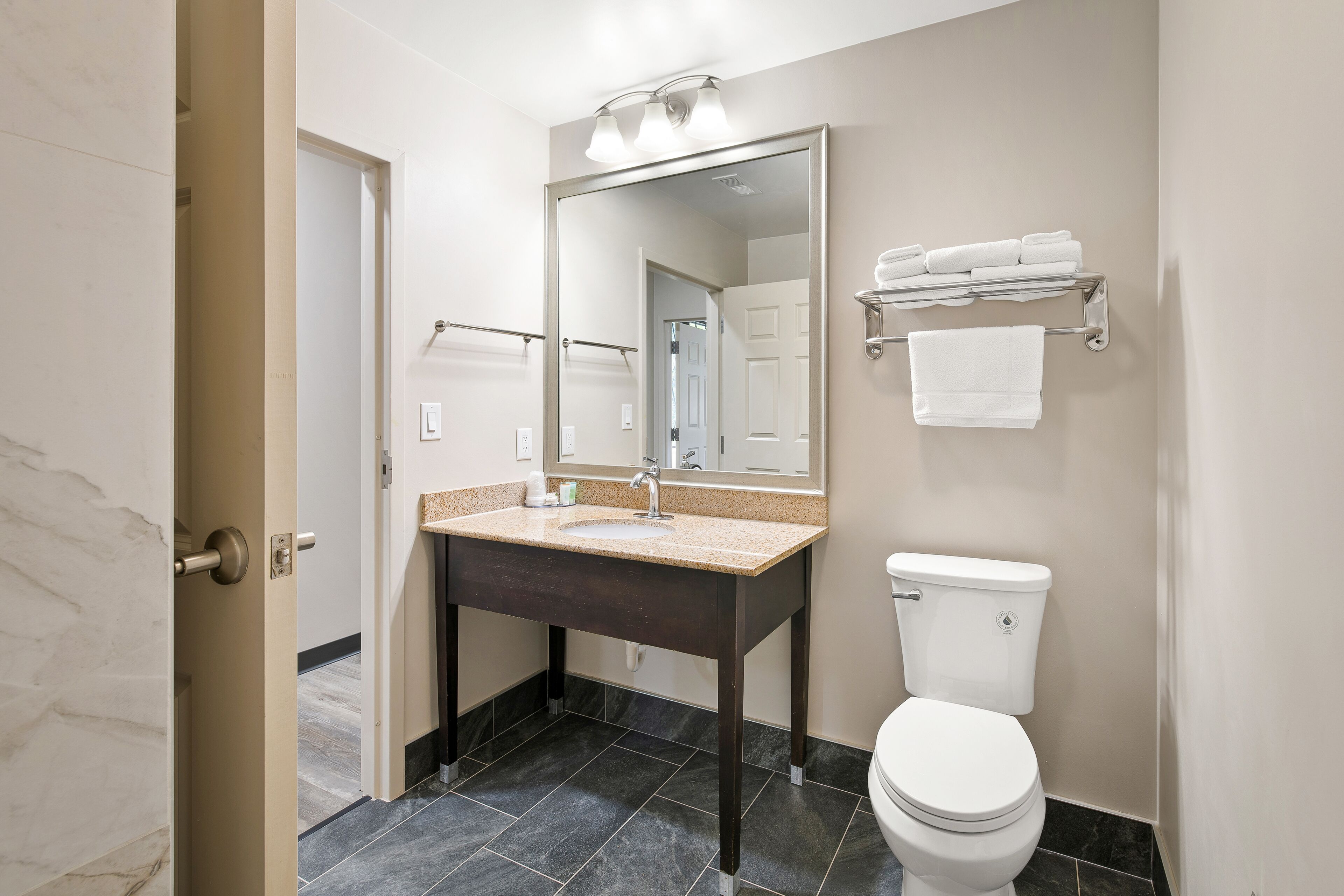 suite, 1 king bed with sofa bed | bathroom | combined shower/bathtub, rainfall showerhead, free toiletries