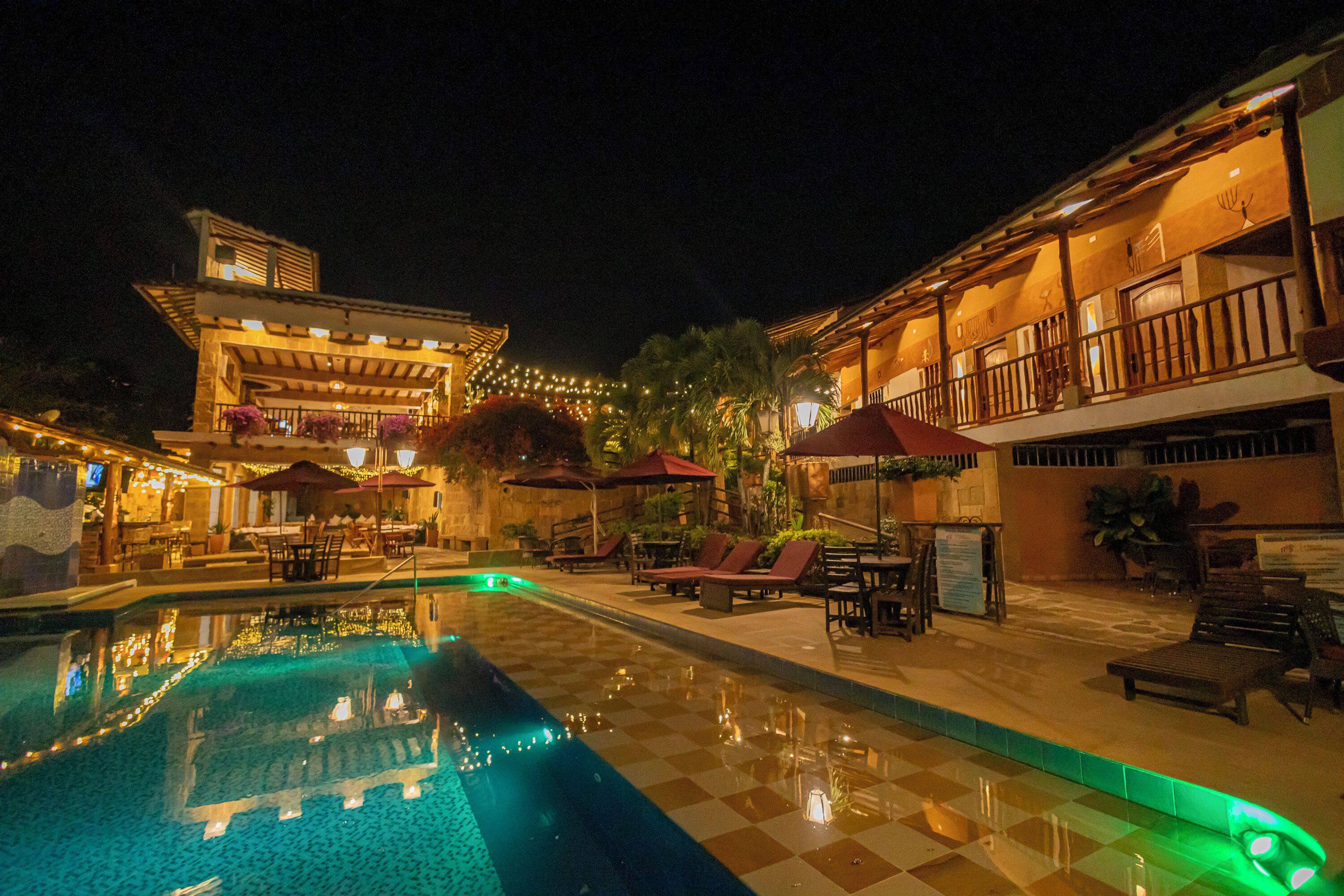 Outdoor pool, pool loungers