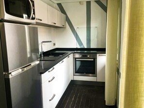 Apartment ,1 room, 1 sofa bed, kitchen and balcony | Dapur pribadi | Lemari es, mesin espresso, mesin pembuat kopi/teh, dan ketel listrik