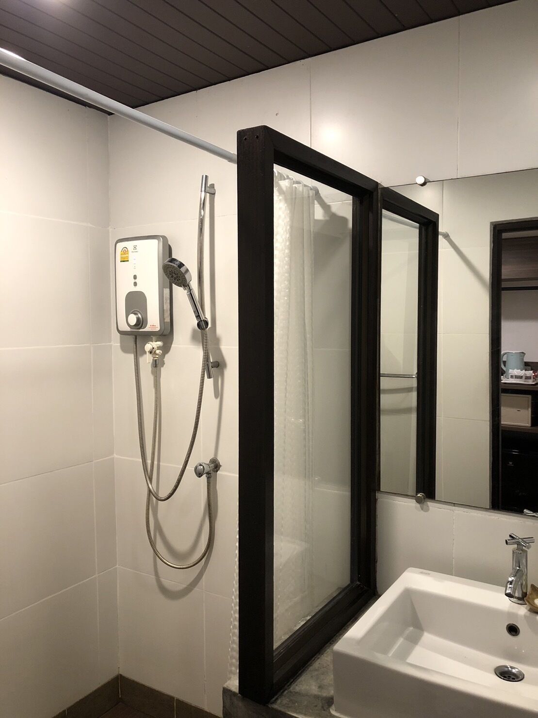 family room | bathroom | shower, free toiletries, hair dryer