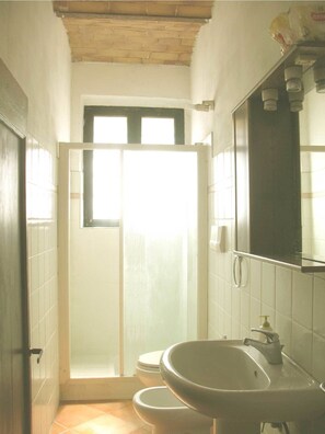 Apartamento, 2 habitaciones, 2 baños | Baño | Ducha, secador de pelo, bidé y toallas