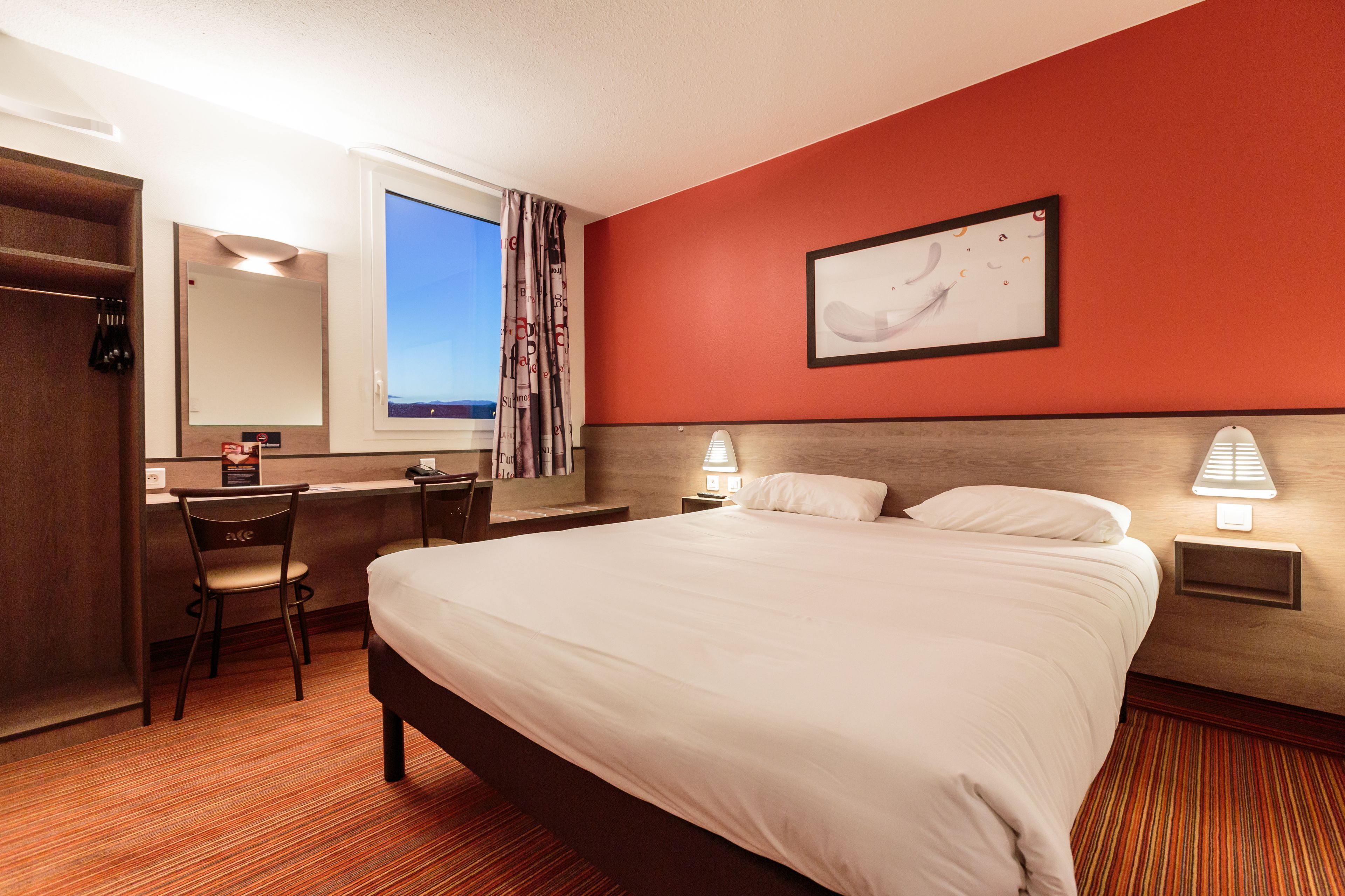 desk, blackout curtains, soundproofing, iron/ironing board