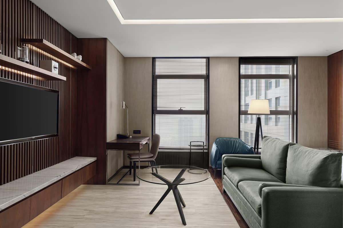 Studio, 1 giường cỡ king | Bộ đồ giường cao cấp, chăn bông, nệm có lớp đệm bông