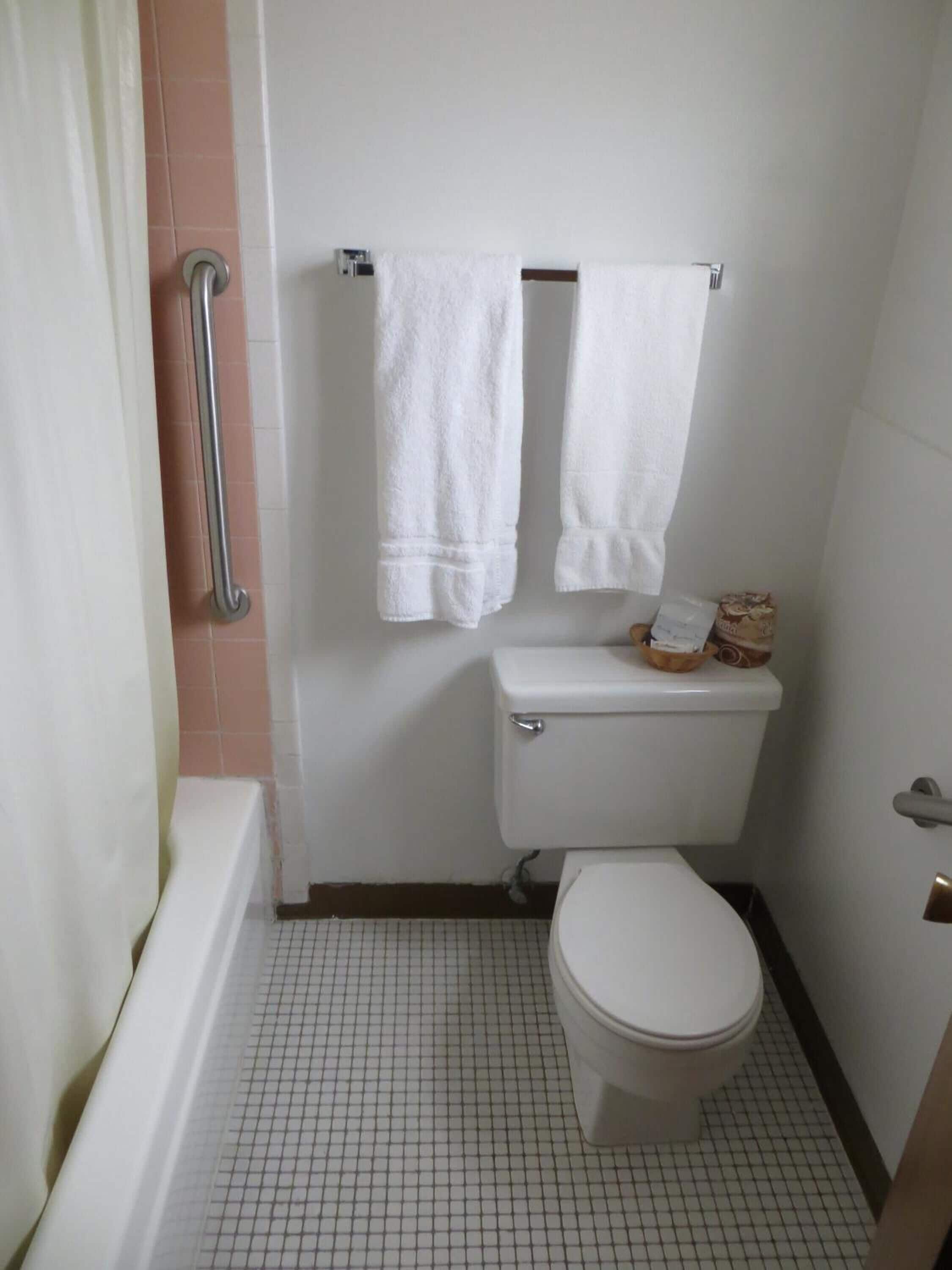 Bañera con ducha, artículos de tocador gratuitos, secador de pelo