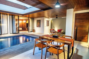 Villa, 2 Bedrooms, Private Pool (Daily Afternoon Tea) | Living area | 32-inch flat-screen TV with satellite channels, LED TV, DVD player