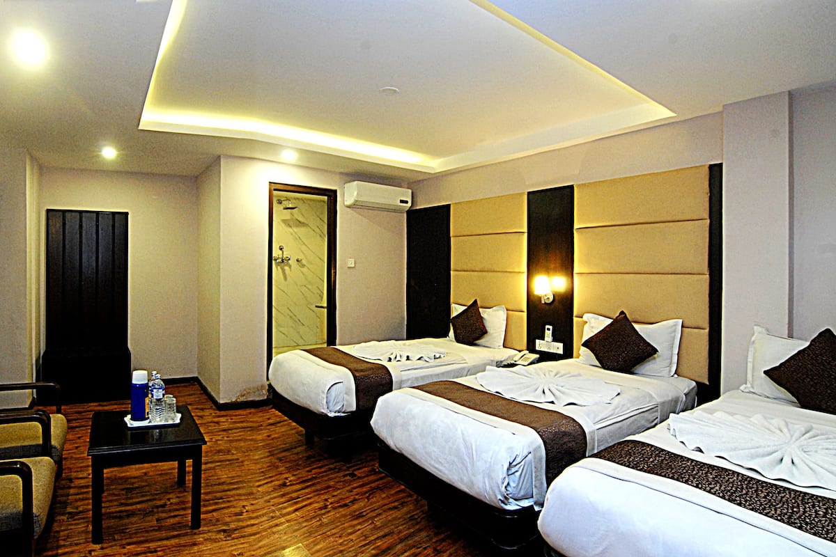 Premium bedding, desk, laptop workspace, free WiFi