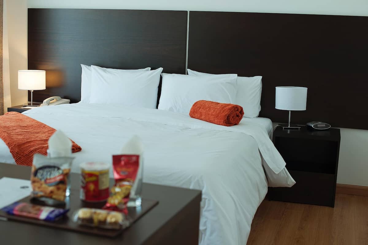Een minibar, een kluis op de kamer, een bureau, gratis babybedden