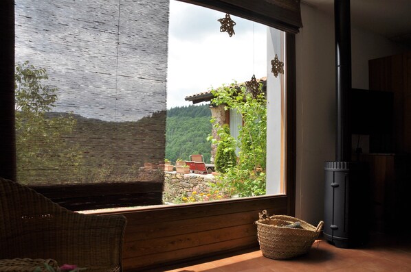 Vue sur la campagne depuis l’hébergement