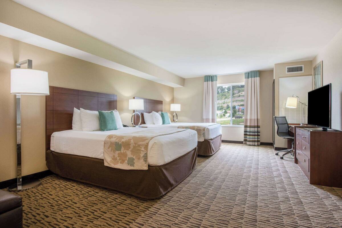 suite, 2 queen beds, accessible, non smoking | premium bedding, in-room safe, desk, iron/ironing board