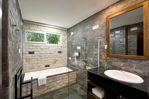 Bungalow, Pool View | Bathroom | Separate bathtub and shower, free toiletries, hair dryer, bathrobes - Famiana Green Villa (Phu Quoc)