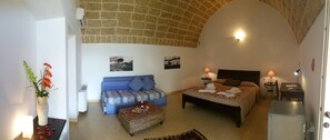 Junior Triple Room, 1 Bedroom, Private Bathroom, Garden View | Frette Italian sheets, premium bedding, in-room safe, soundproofing