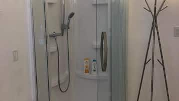 Hair dryer, slippers, towels, soap