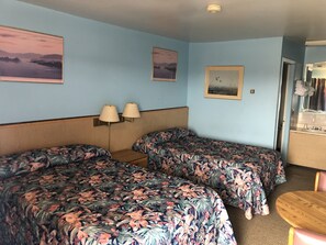 Basic Room, 2 Double Beds, Smoking | Desk, rollaway beds, bed sheets